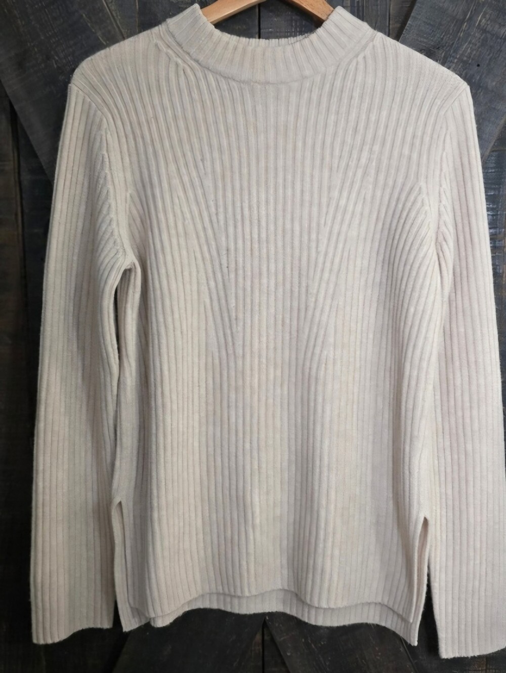 Womens VINCE. Ribbed Crewneck Cashmere Wool Sweater Medium
